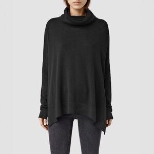 All Saints 'Mitte' Jumper Black Turtleneck Tie Waist Sweater